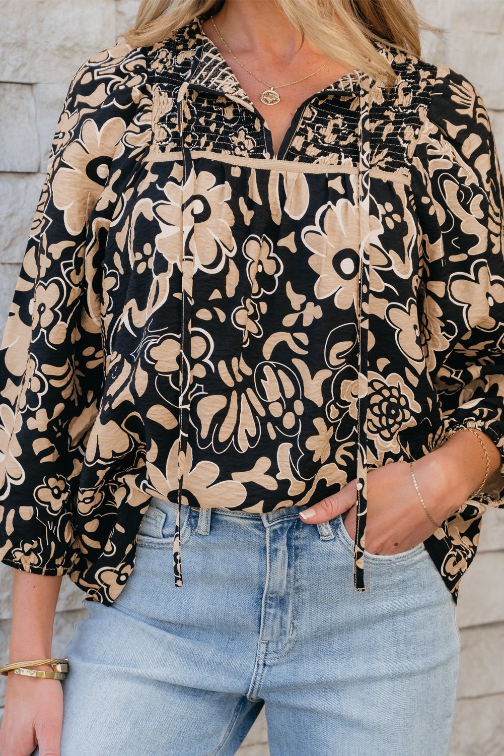 Camilla Bracelet Sleeve Boho Blouse