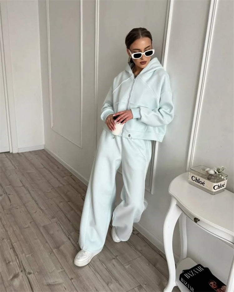 Women’s Sportswear Set Solid Color Cardigan Set