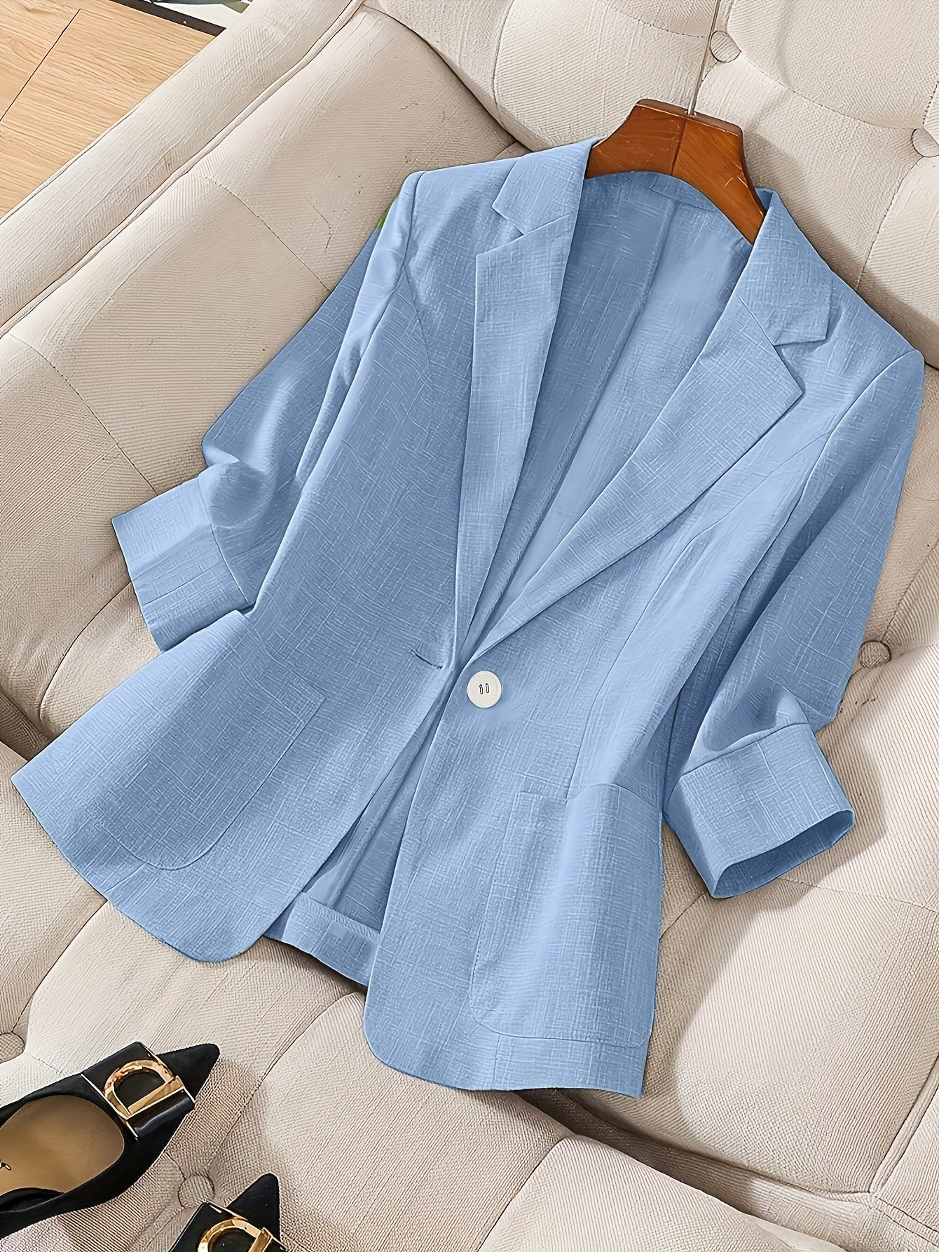 Women's Three-Quarter Sleeve Single-Button Casual Blazer