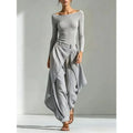 Women's Off-Shoulder Slim Top & Draped Wide Leg Pants Two-Piece Set