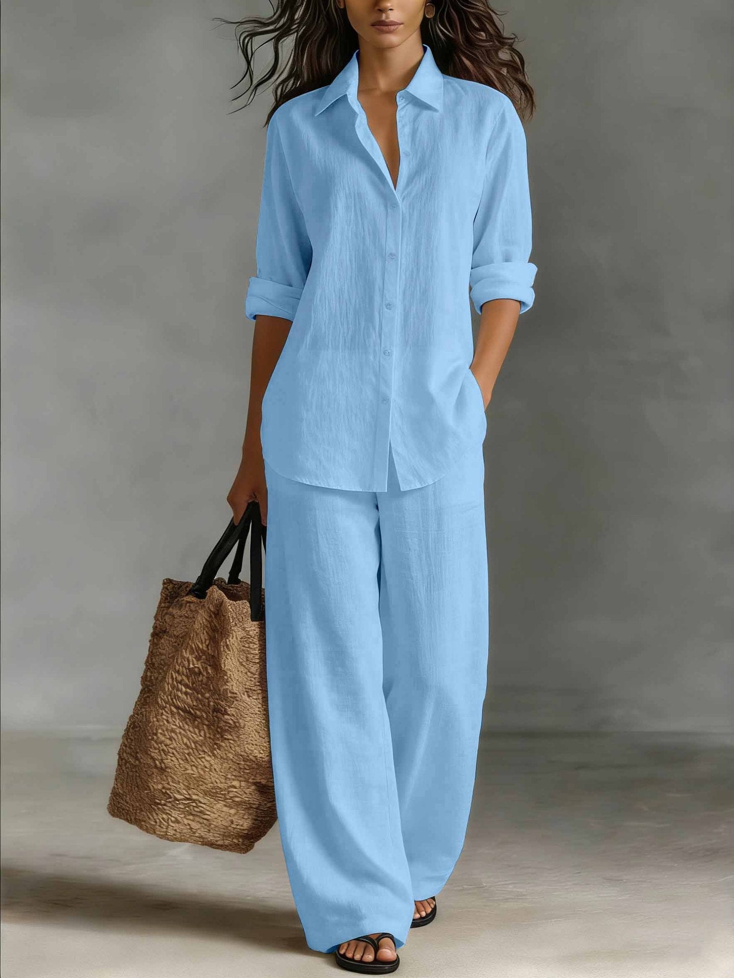 Women's Bohemian Cotton-Blend Top & Pants Set – Resort Lounge Co-ord