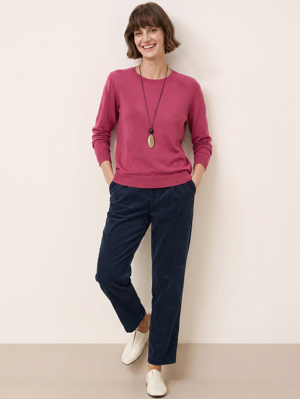 100% Extra-Fine Merino Wool Essential Crew Neck Knit Sweater BRIDGET