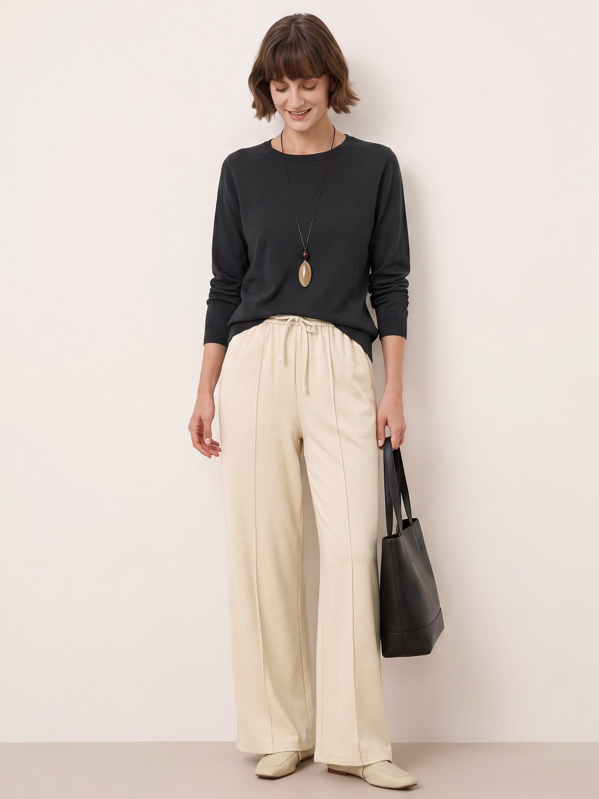 100% Extra-Fine Merino Wool Essential Crew Neck Knit Sweater BRIDGET