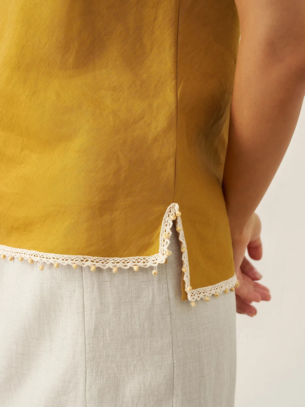 100% Linen Beaded Hem Camisole Bree