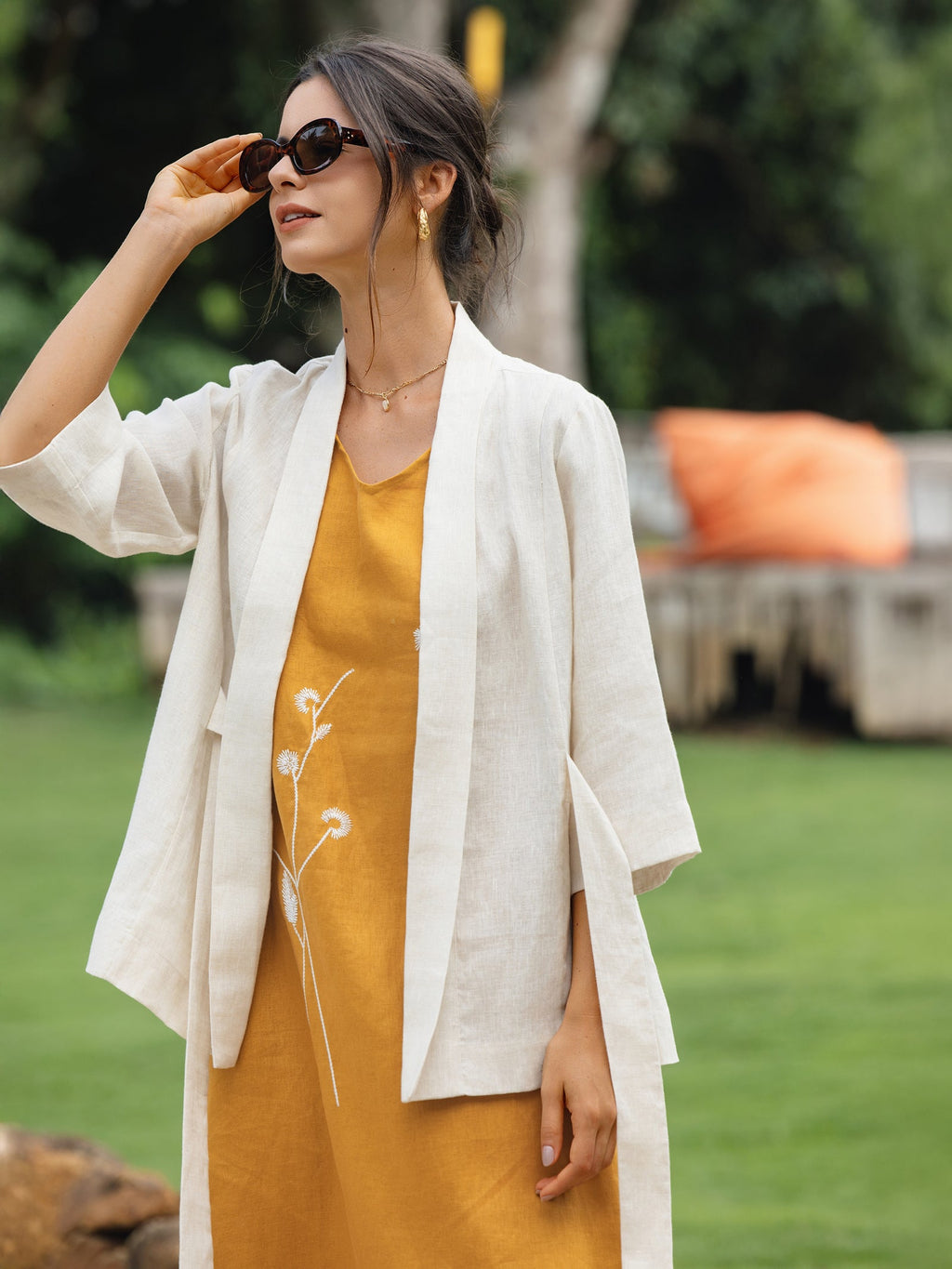 100% Linen Kimono Belted Blazer BRIA