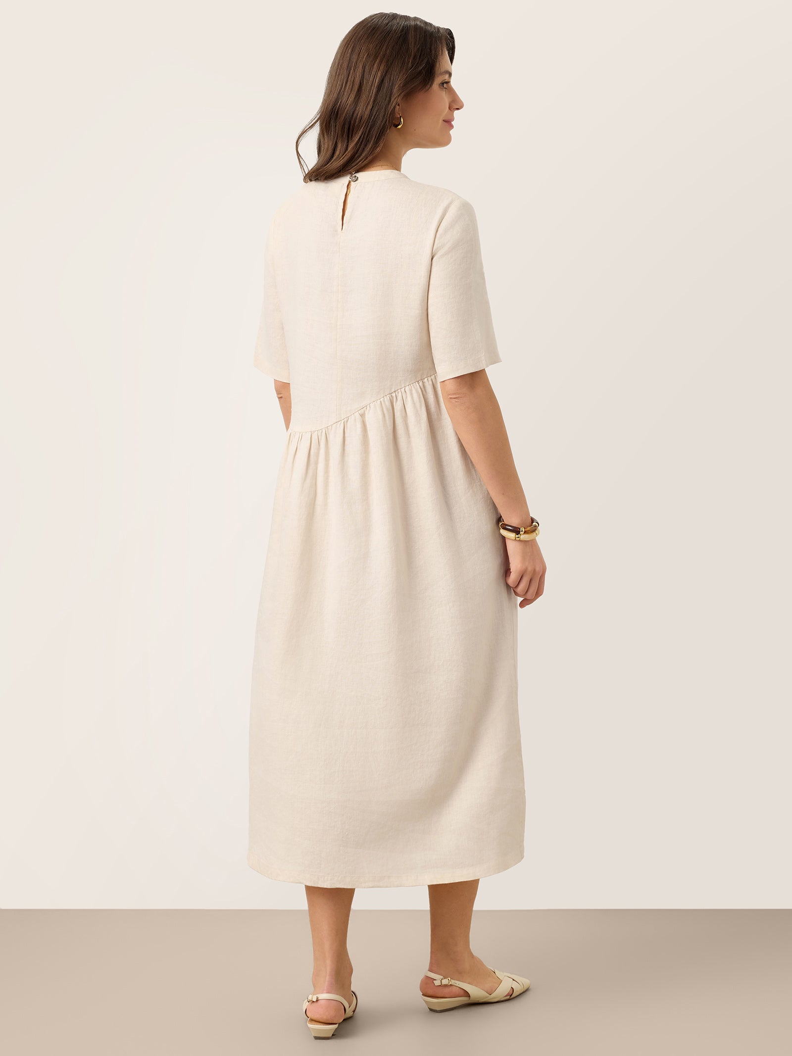 100% Linen Arch-Seam Fluid Maxi Dress EUDORA