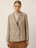 100% Linen Convertible Stand Collar Double Breasted Blazer Jacket NAOMI