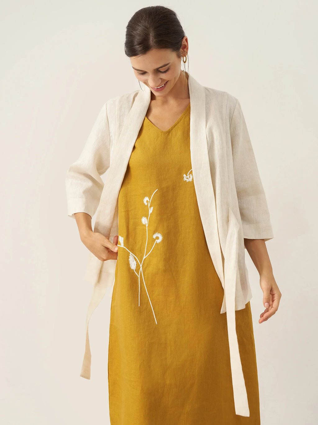 100% Linen Kimono Belted Blazer BRIA