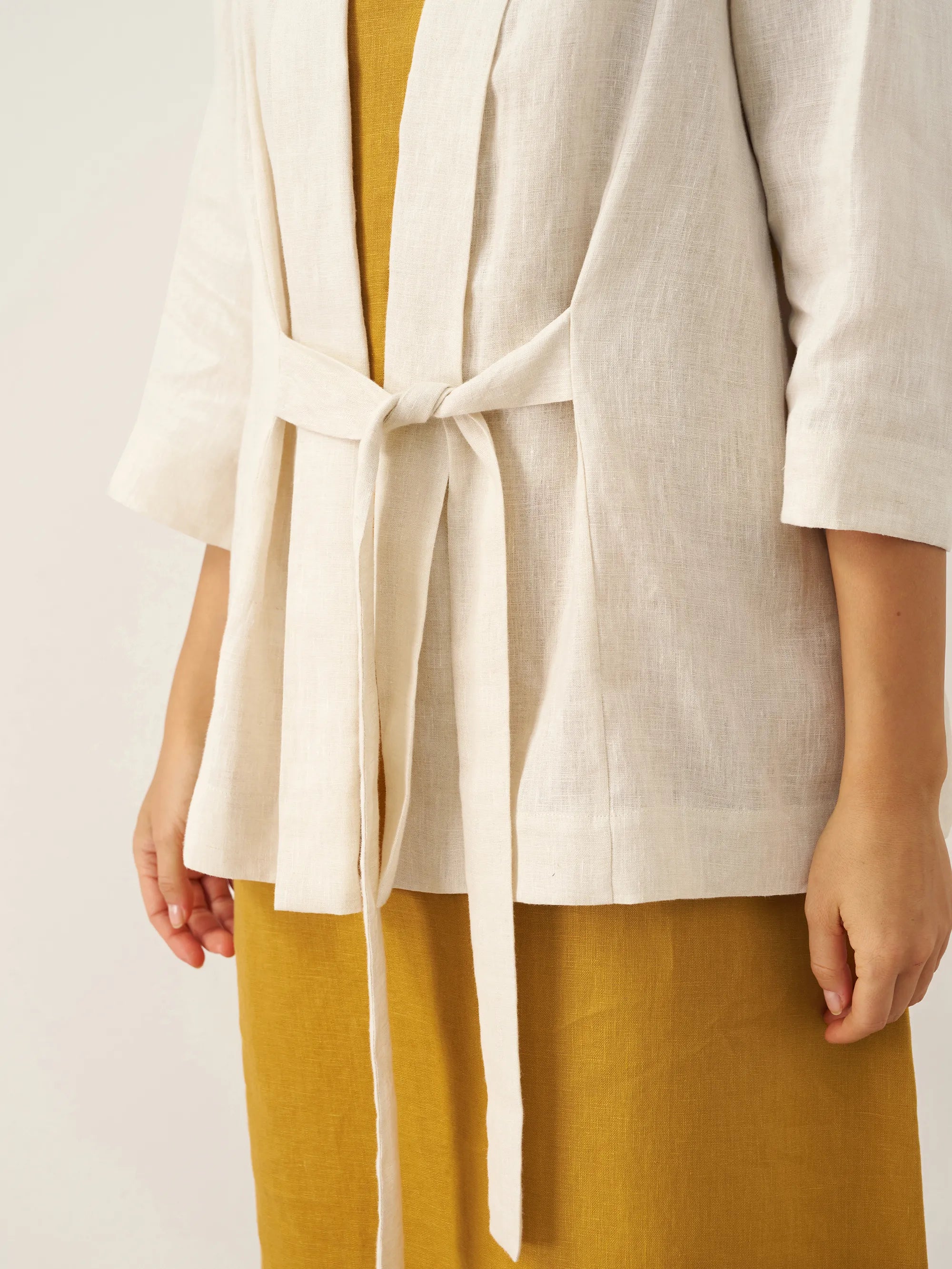 100% Linen Kimono Belted Blazer BRIA