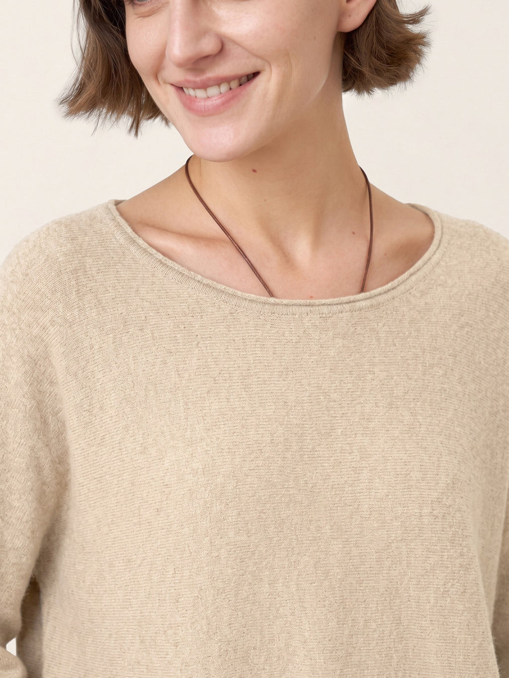 100% Mongolian Cashmere Hand-Finished Rolled Edge Knit Top AMARA