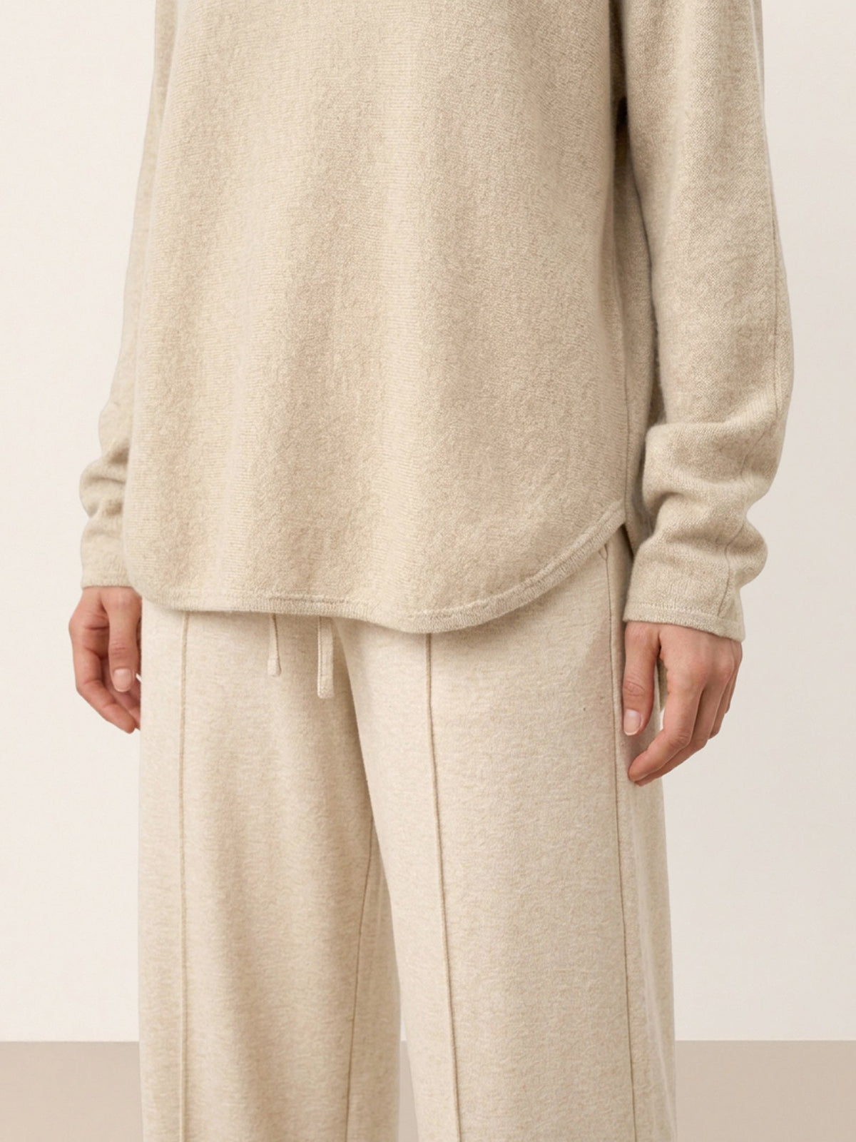 100% Mongolian Cashmere Hand-Finished Rolled Edge Knit Top AMARA