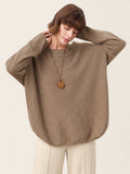 100% Mongolian Cashmere Hand-Finished Rolled Edge Knit Top AMARA