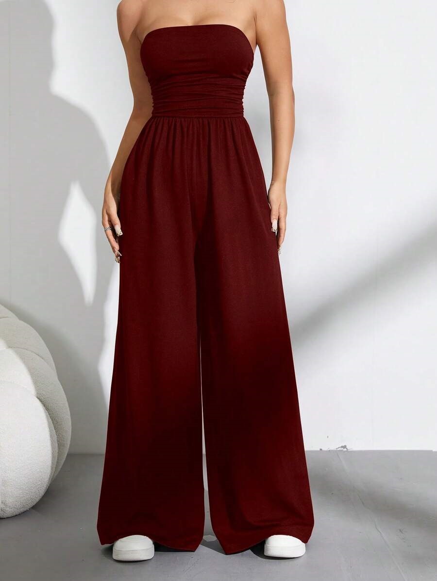 High-Waist Wide-Leg Pants & Tube Top Set – 6 Colors, S–2XL