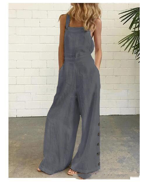 High-Waisted Sleeveless Wide-Leg Jumpsuit – 8 Colors, S–2XL