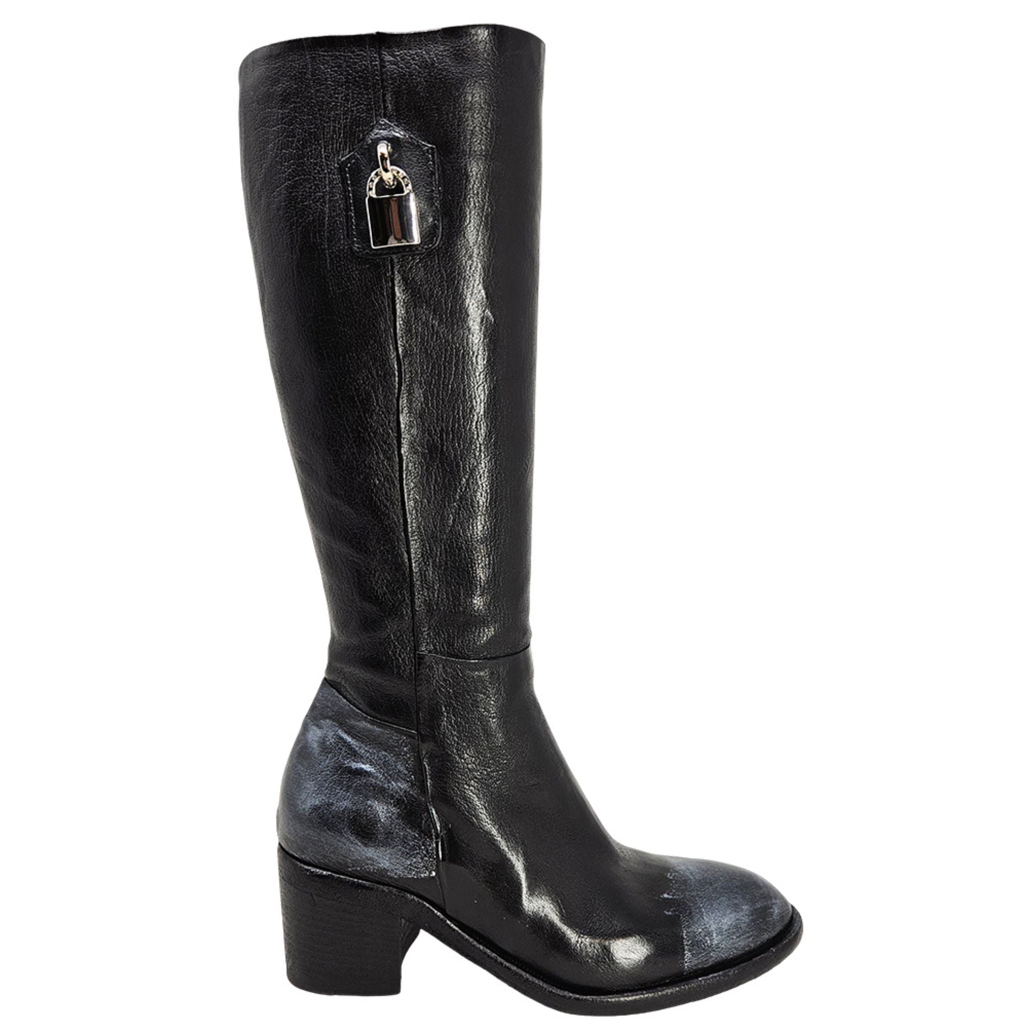 Black Tall Hand Rubbed Lock Boot