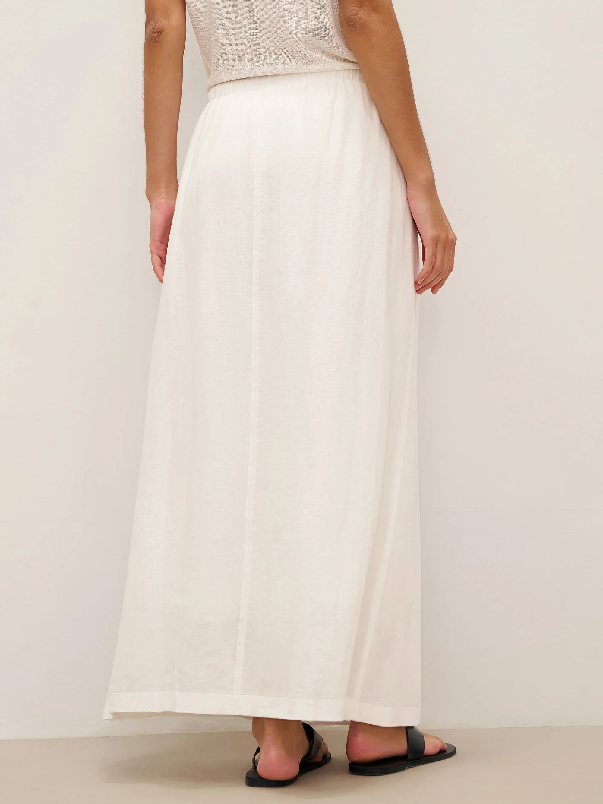 Linen Elastic Waist Drawstring Maxi Skirt NINA