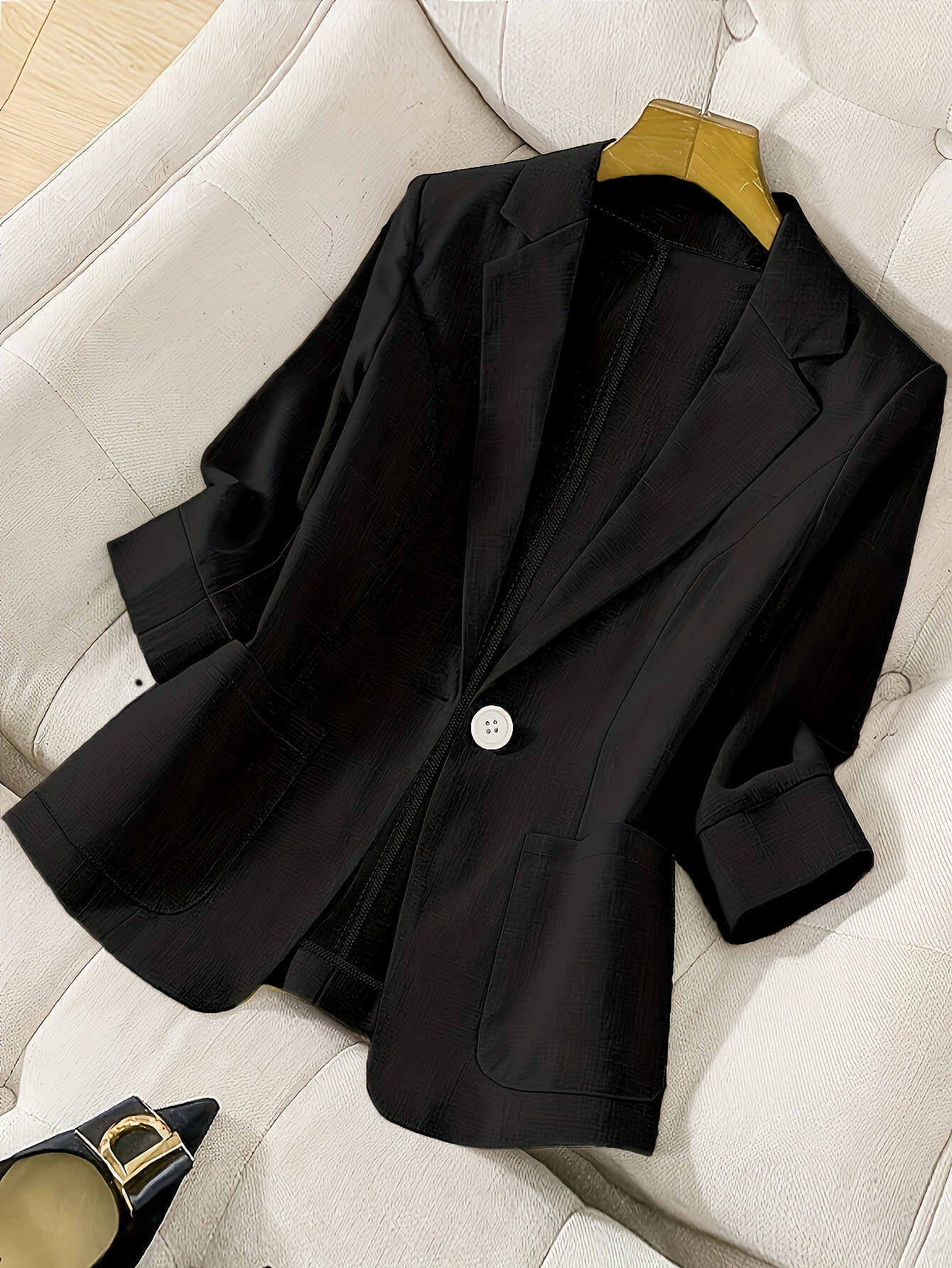 Women's Three-Quarter Sleeve Single-Button Casual Blazer