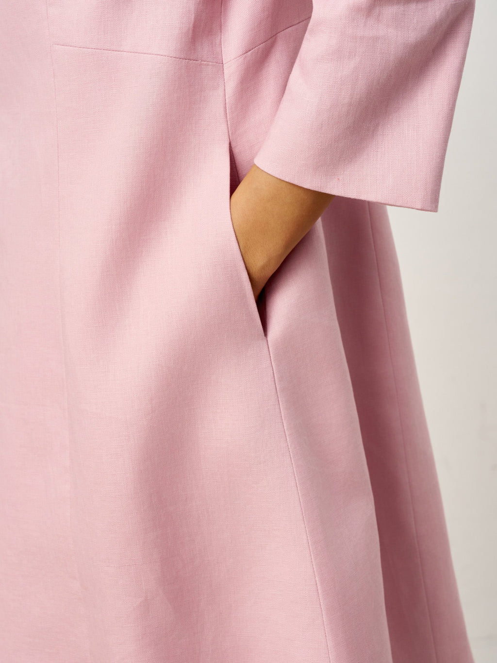 100% Linen Sculpted Waist V-neck Longline Jacket Top AZURA