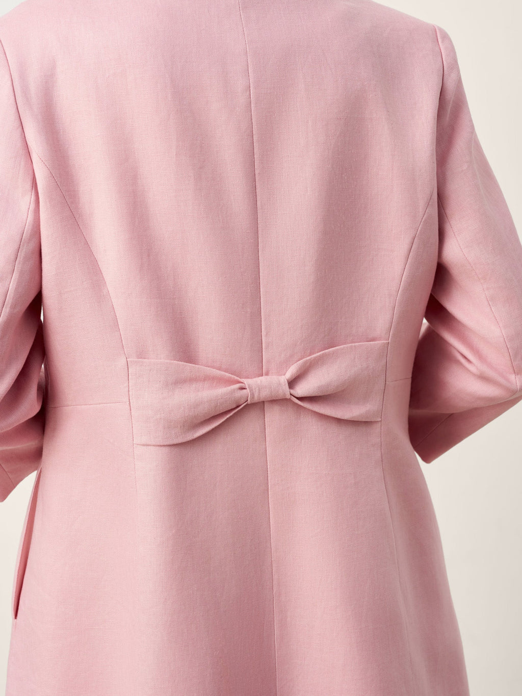 100% Linen Sculpted Waist V-neck Longline Jacket Top AZURA