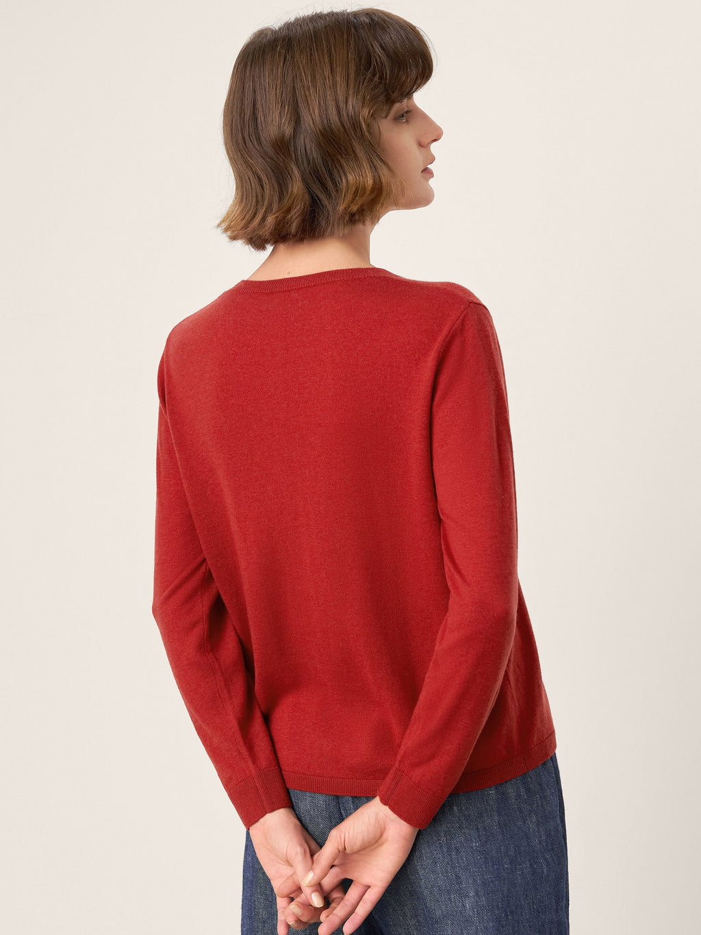 100% Extra-Fine Merino Wool Buttoned Knit Cardigan CAYLA