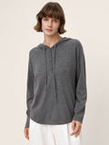 100% Extra-Fine Merino Wool Knit Hooded Sweatshirt SIA