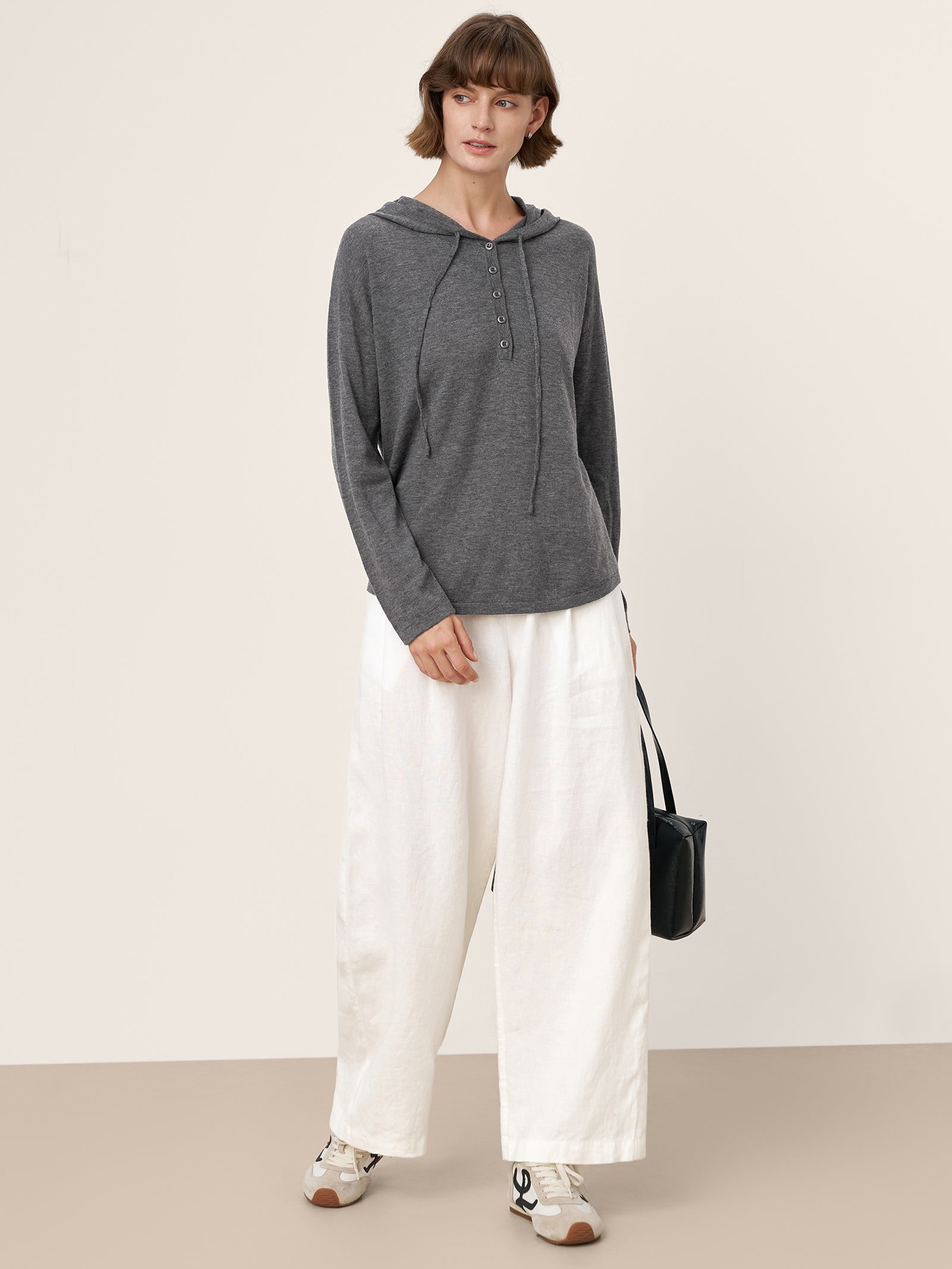 100% Extra-Fine Merino Wool Knit Hooded Sweatshirt SIA
