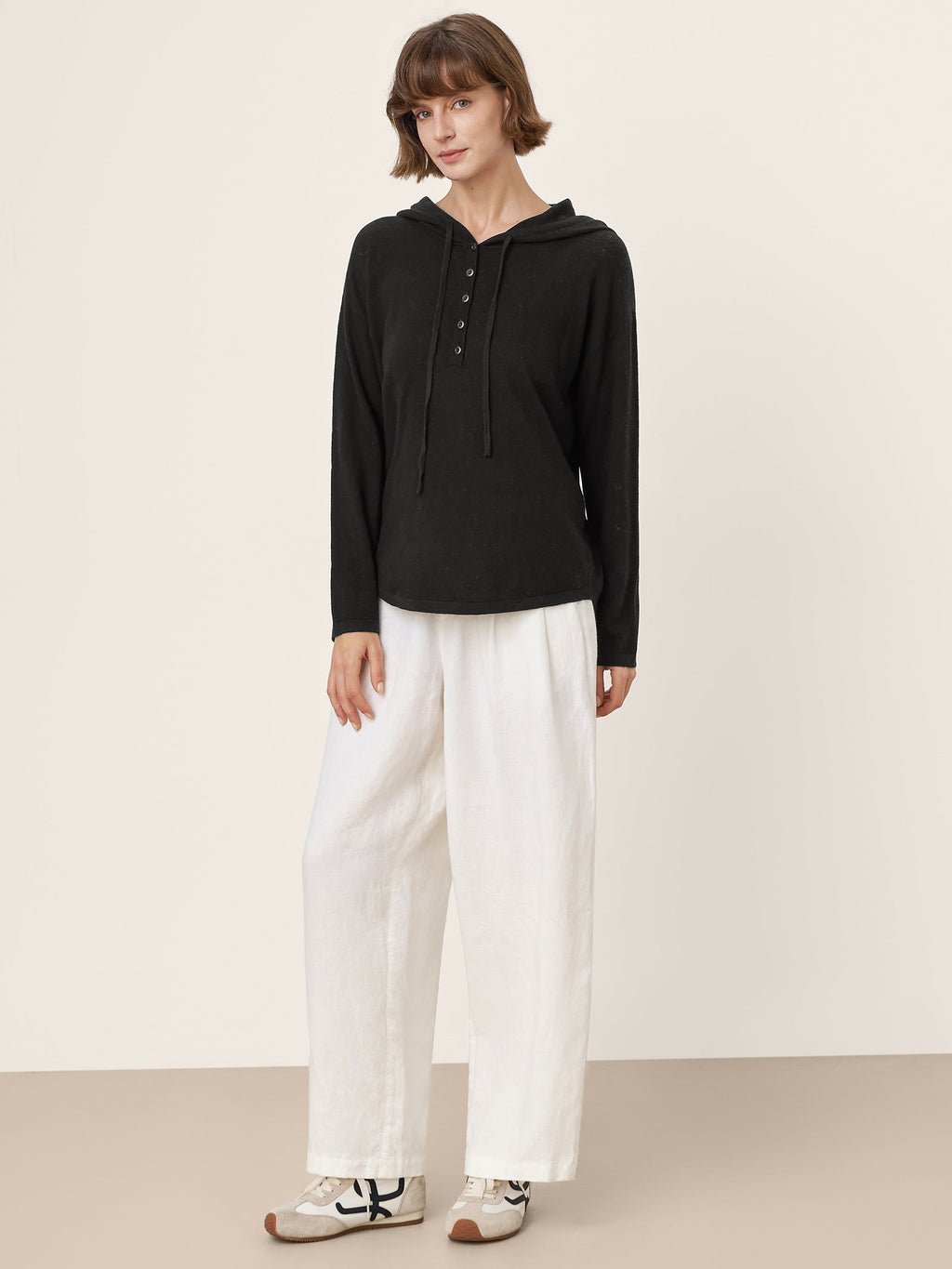 100% Extra-Fine Merino Wool Knit Hooded Sweatshirt SIA