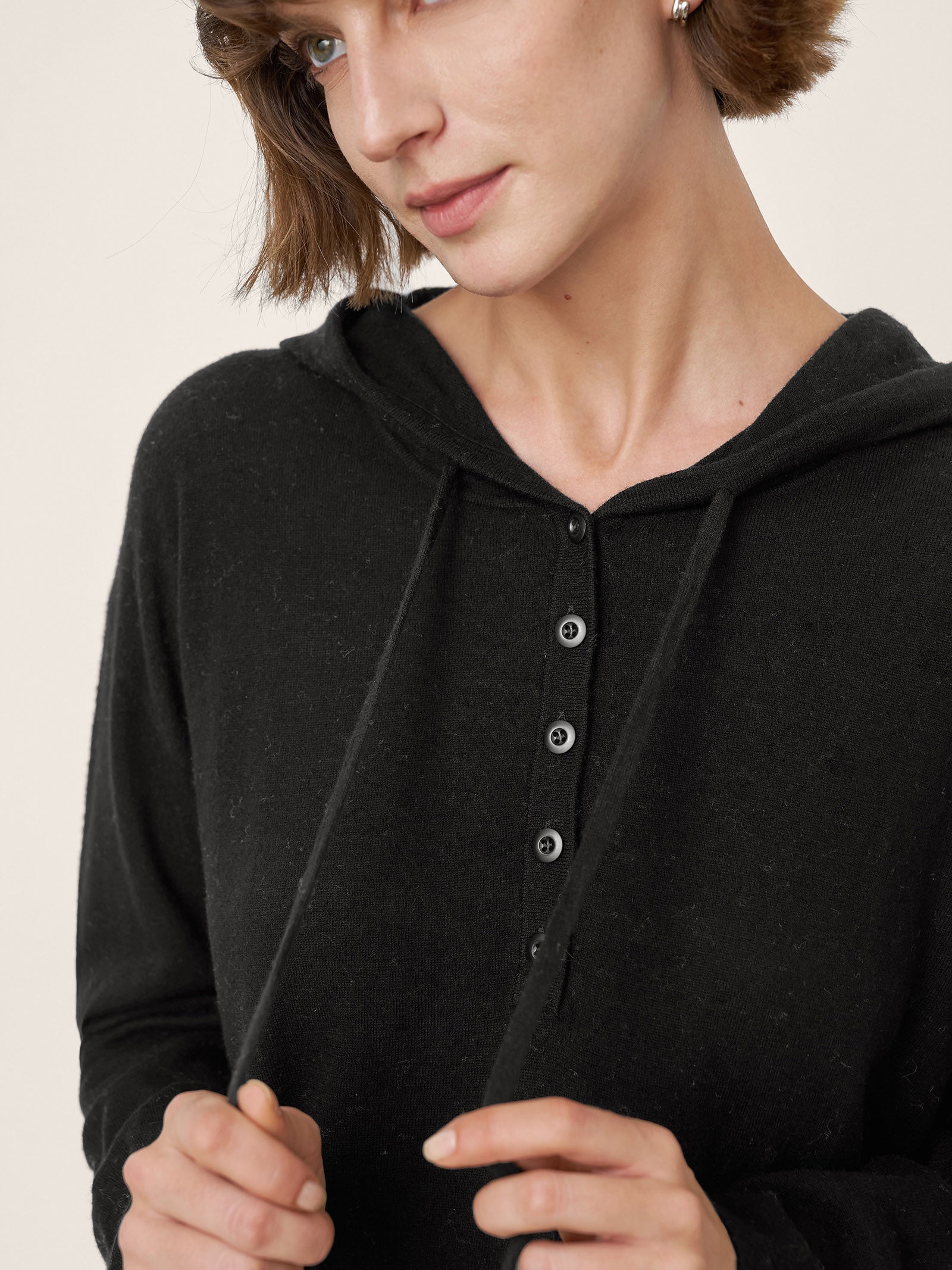 100% Extra-Fine Merino Wool Knit Hooded Sweatshirt SIA