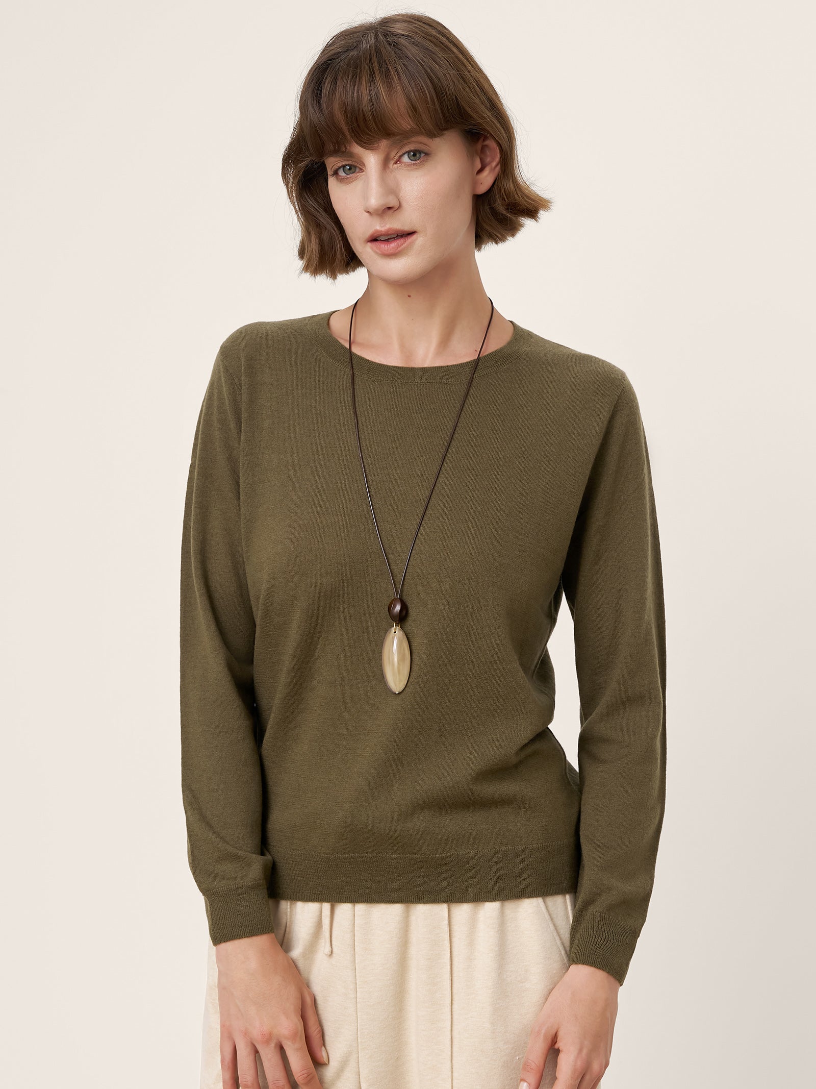 100% Extra-Fine Merino Wool Essential Crew Neck Knit Sweater BRIDGET