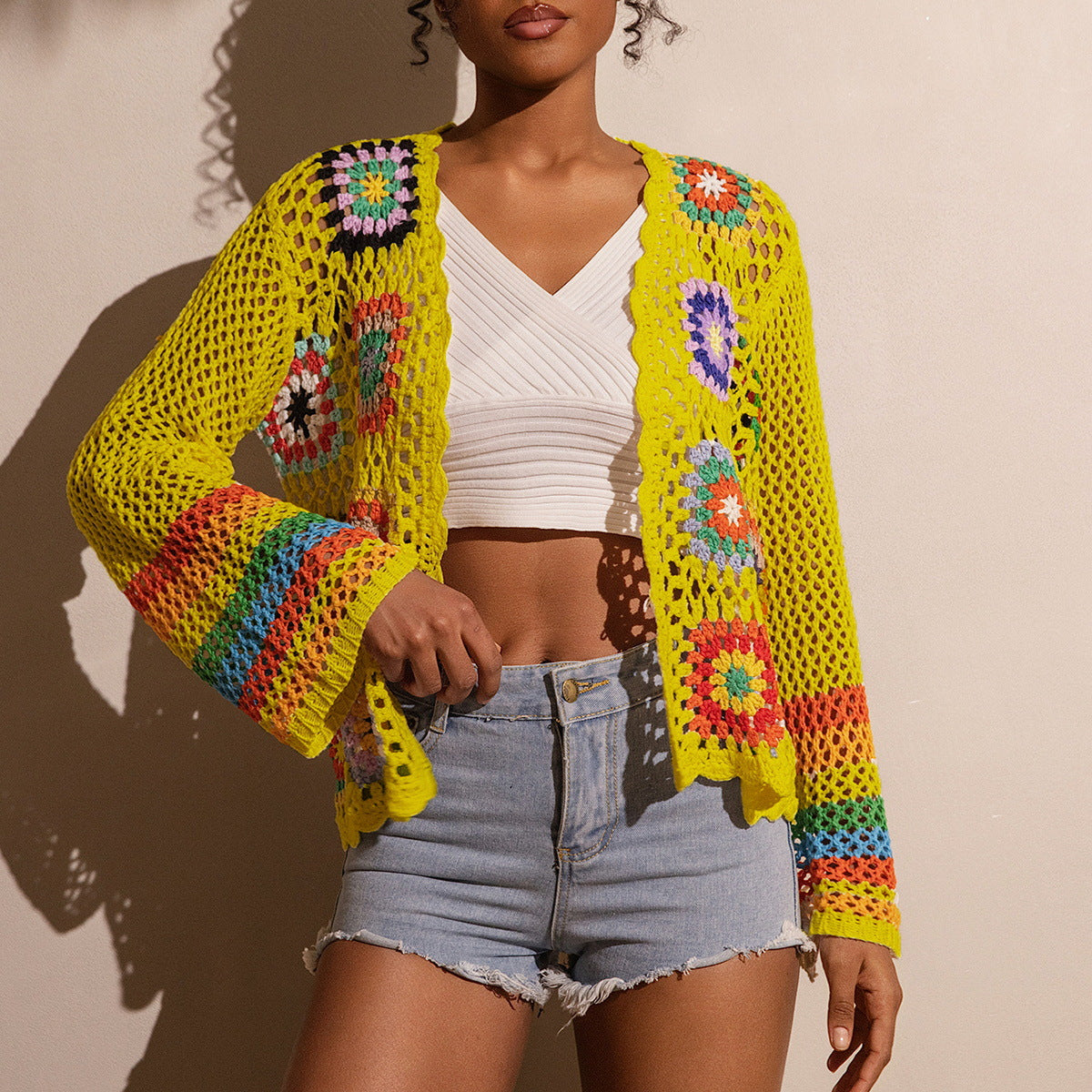 Hand-Crocheted Knitted Cardigan for Women