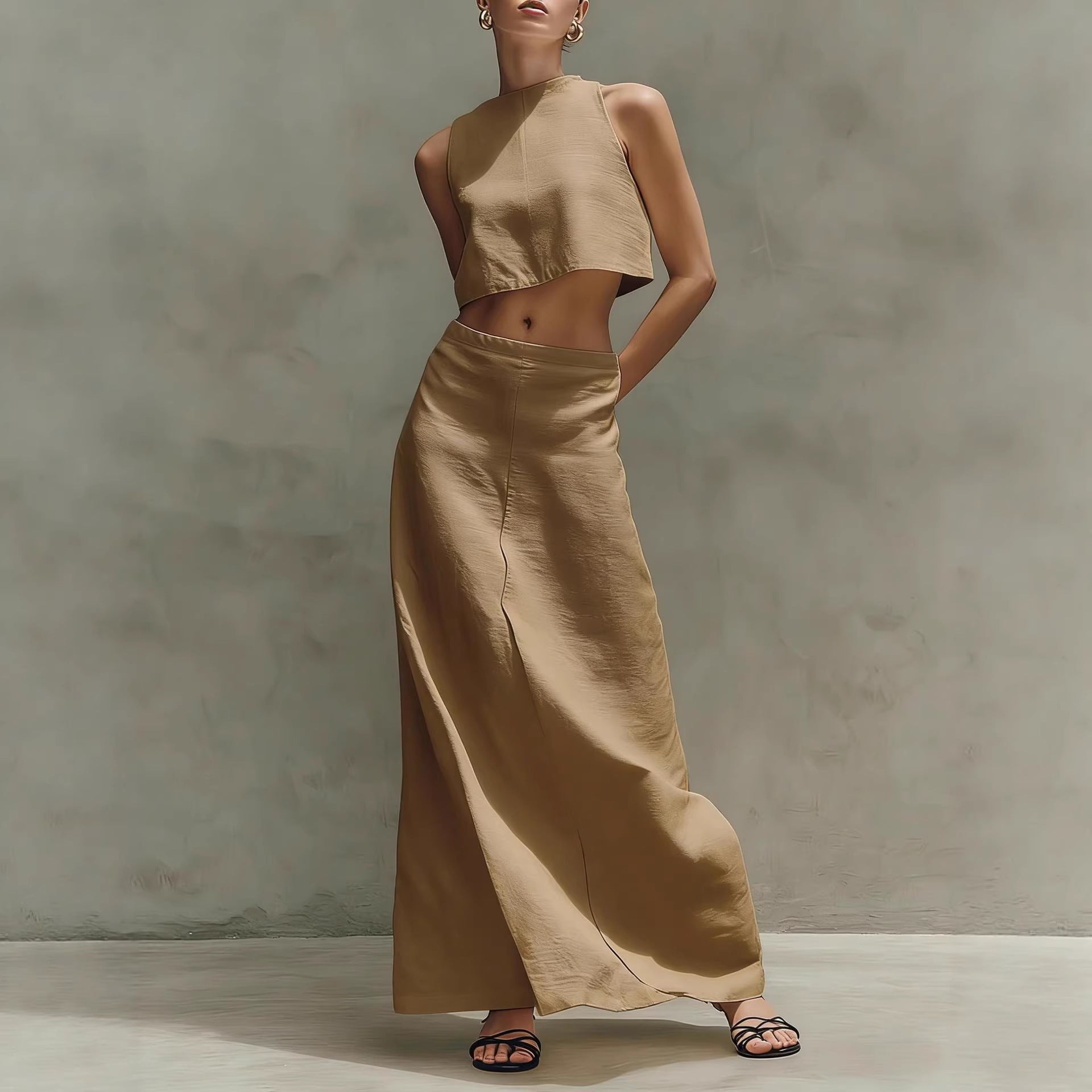 Women's Sleeveless Slimming Maxi Dress Two-Piece Set