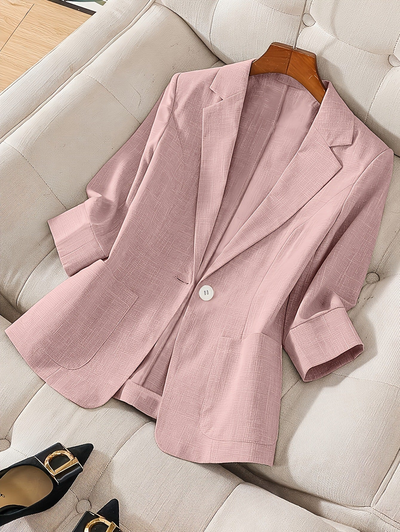 Women's Three-Quarter Sleeve Single-Button Casual Blazer