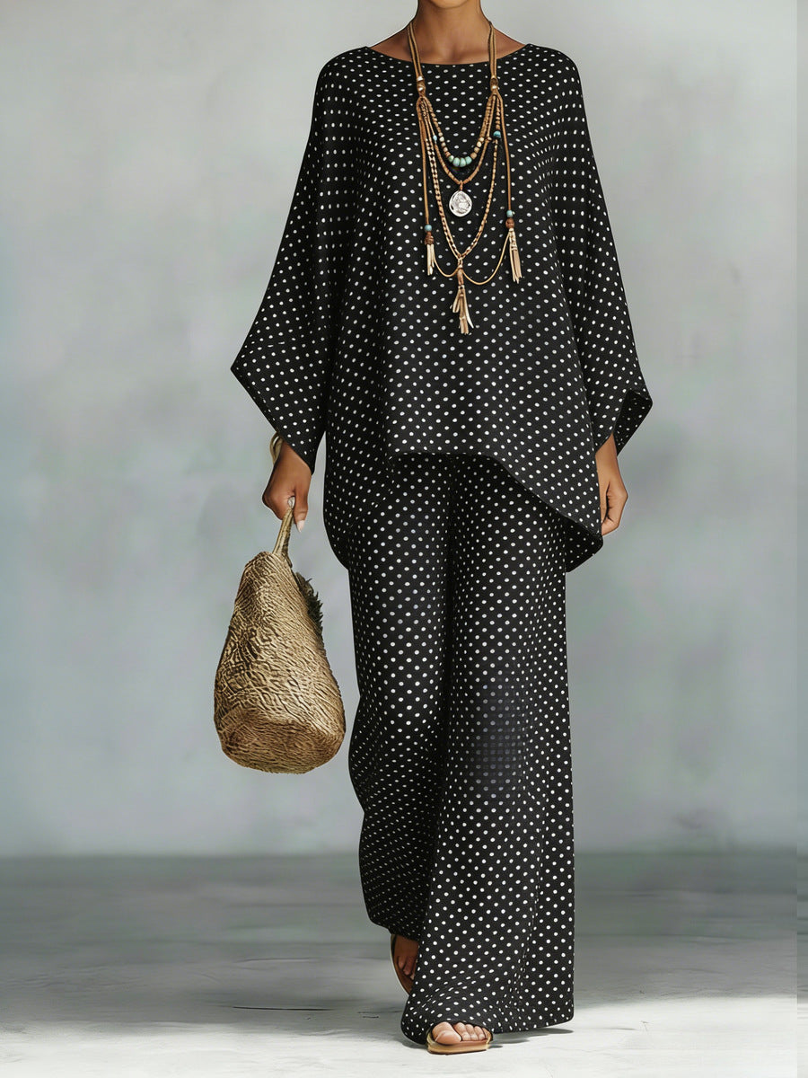 Floral Print Bamboo Linen Two-Piece Set | Wide-Leg Pants