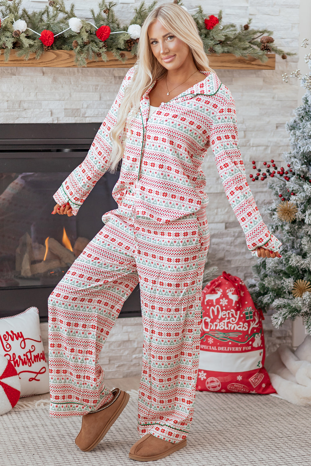 Sarai Christmas Pattern Print Shirt