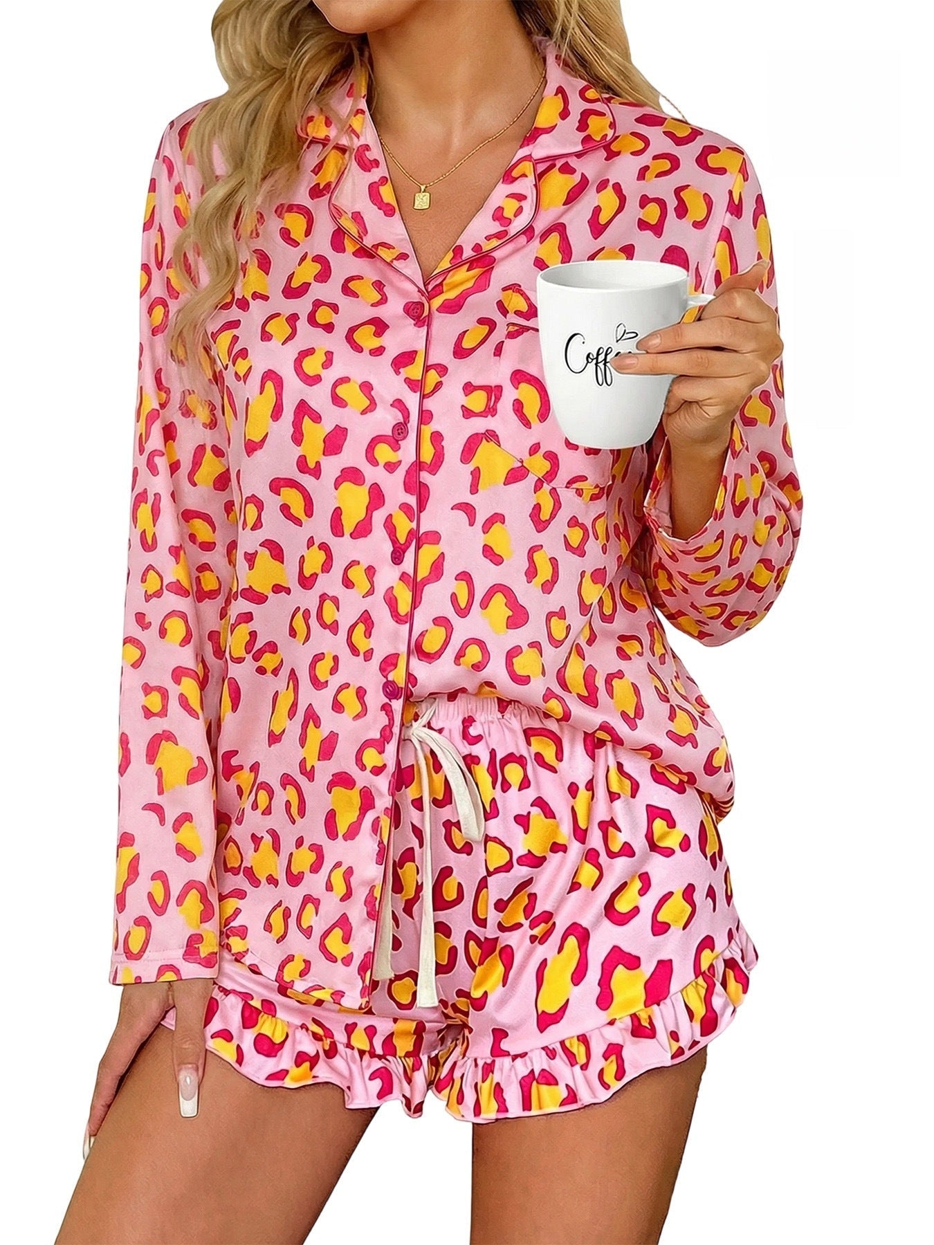 Women’s Milk Silk Leopard Print Pajama Set