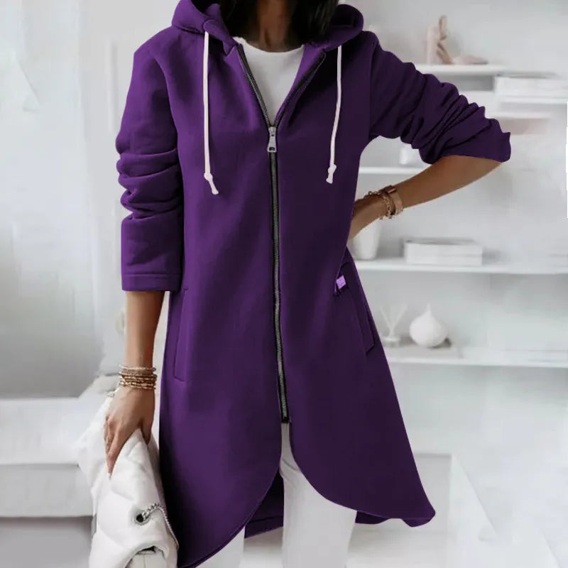 Street Zip Hooded Velvet-Lined Sweatshirt Women | Cozy Streetwear