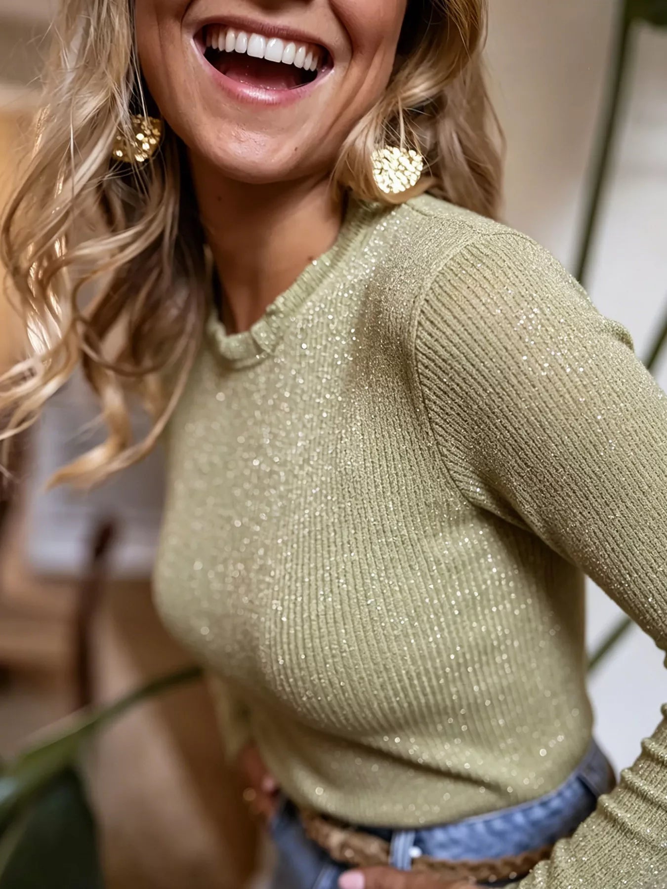 Ribbed Long Sleeve Knit Top