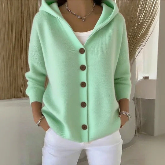 Women’s Button-Down Hoodie Cardigan Sweater Coat
