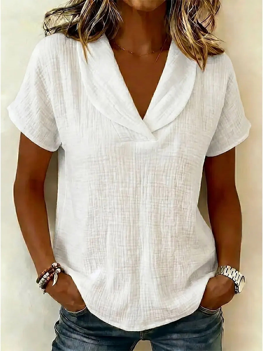 Women's Knitted Short-Sleeve Butterfly Collar Top