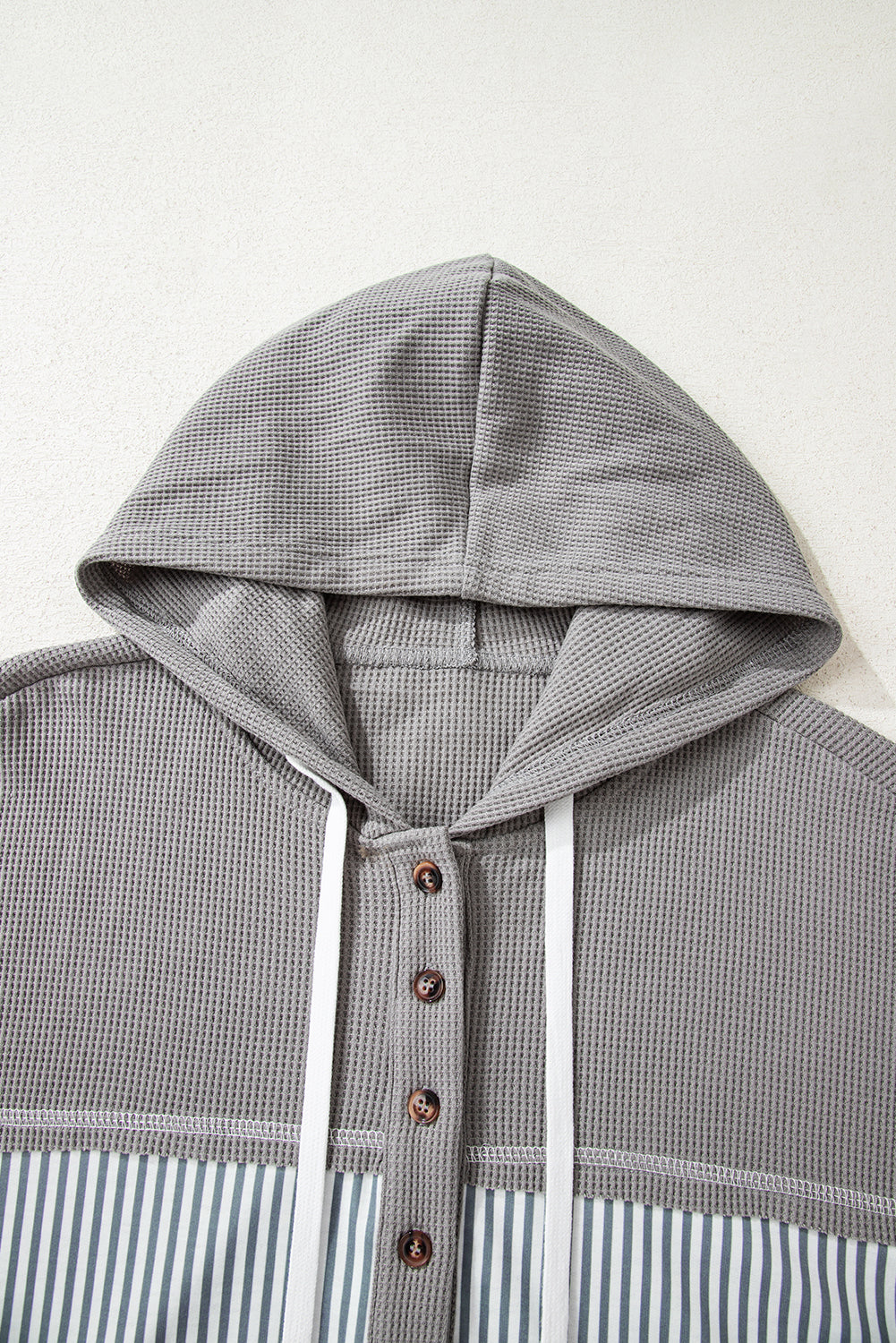 Taytum Patchwork Drawstring Hooded Long Sleeve Top