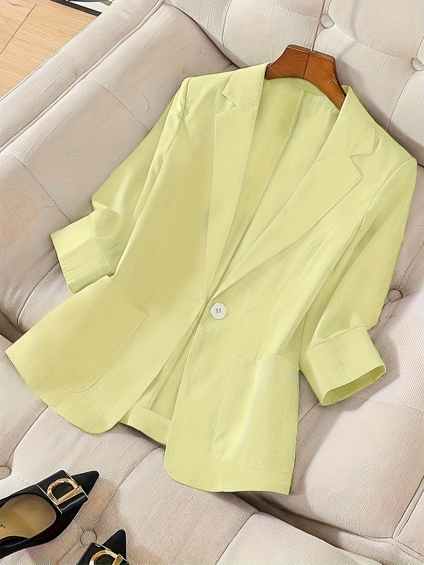 Women's Three-Quarter Sleeve Single-Button Casual Blazer