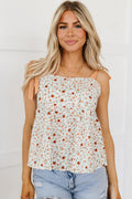 Maia Tied Shoulder Floral Print Babydoll Tank