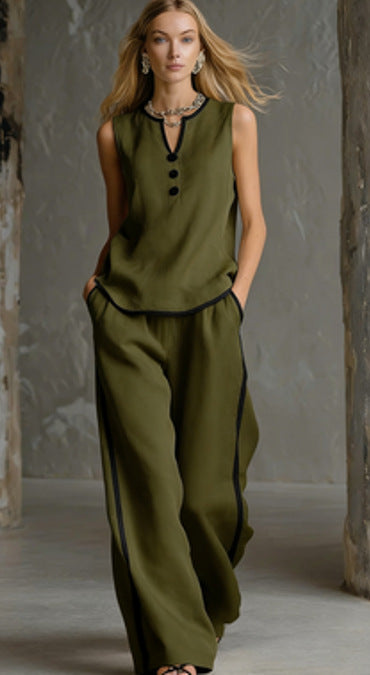 Women's Minimalist Sleeveless Two-Piece Set