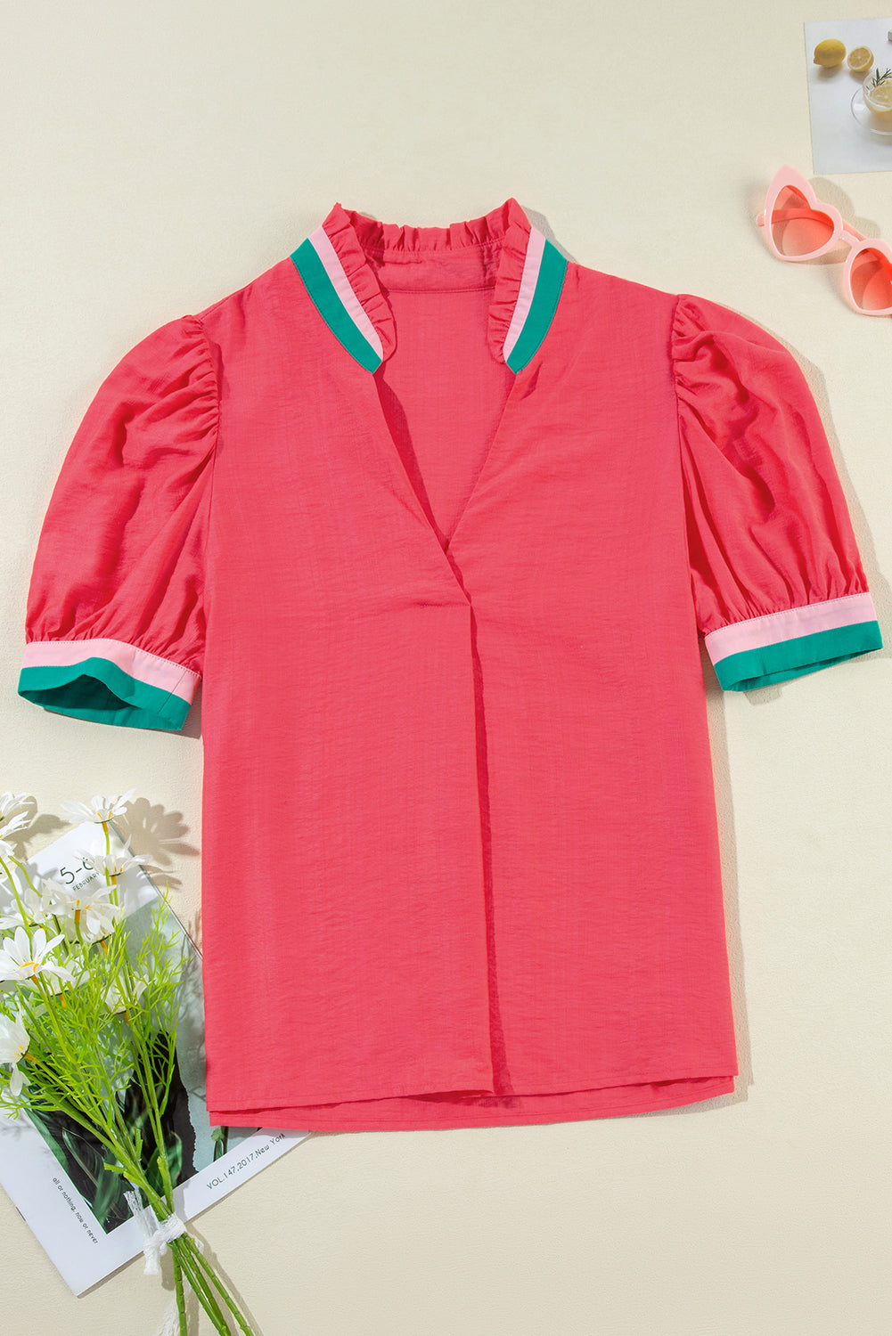 Becky V Neck Short Sleeve Blouse