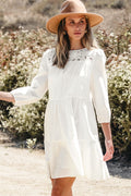 Whitley Floral Lace Patchwork Tiered Mini Dress