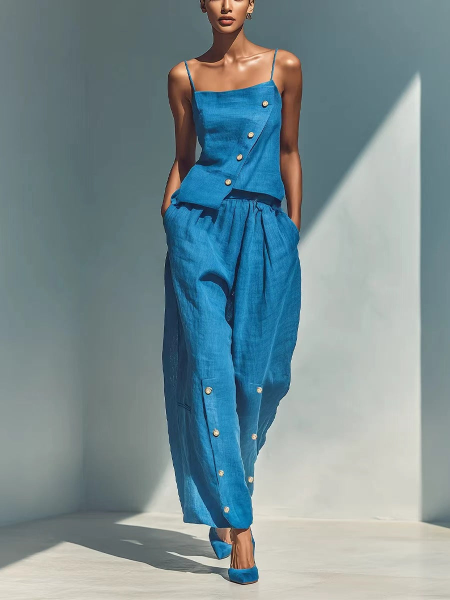 Women's Gold-Buckle Camisole & Pants Two-Piece Set