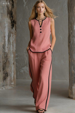 Women's Minimalist Sleeveless Two-Piece Set