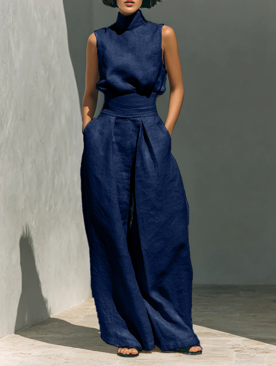 Women’s Two-Piece Set – Sleeveless Top & Wide-Leg Pants