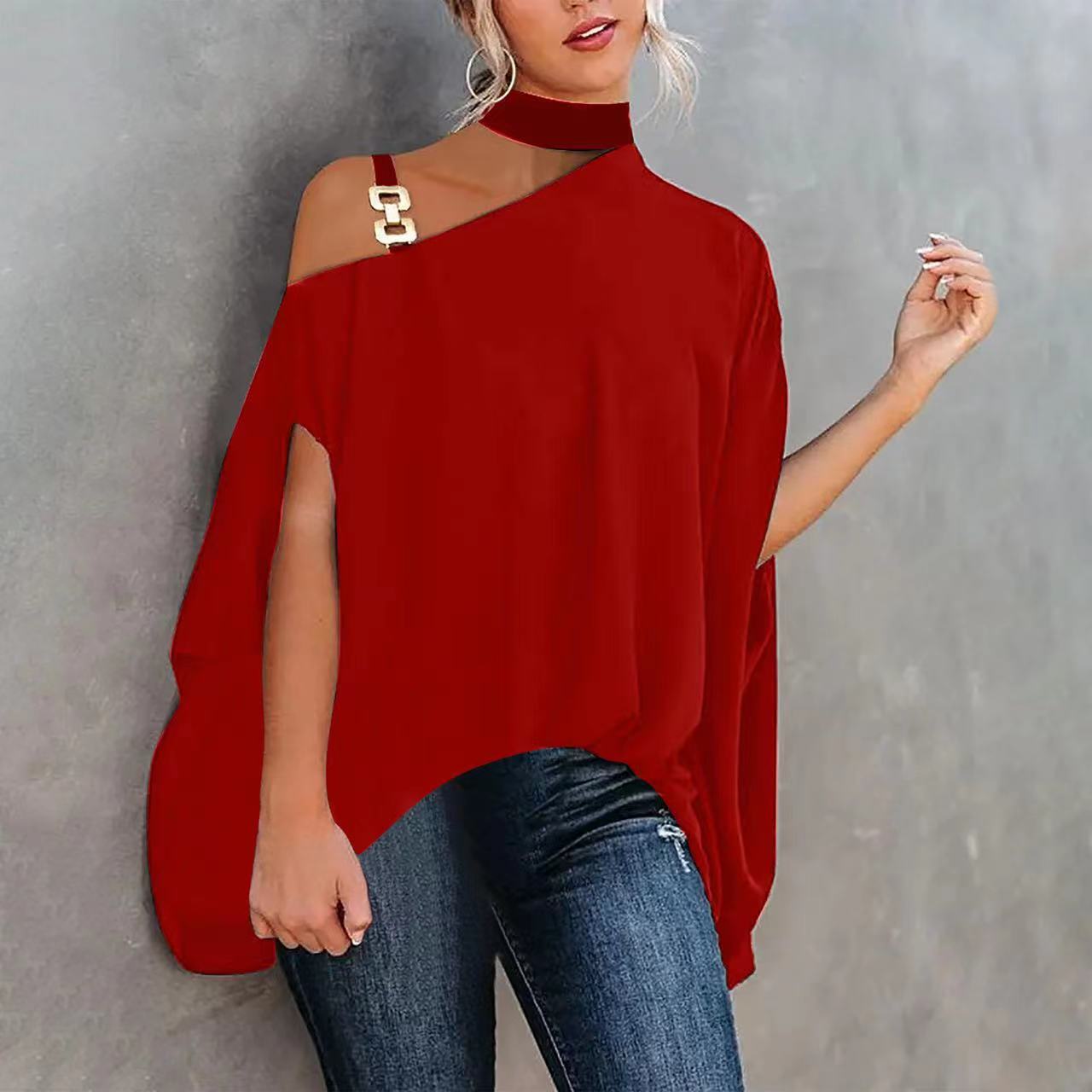 Women’s One-Shoulder Printed T-Shirt