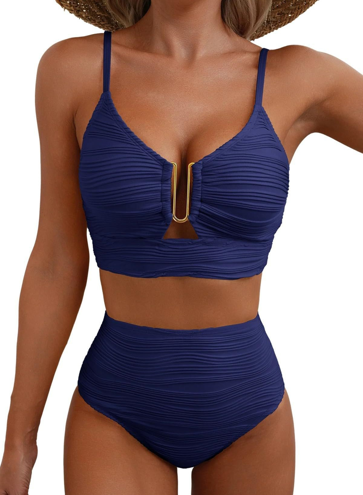Women's Solid Color Gathering Swimsuit